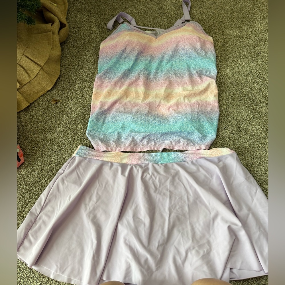 Pastel Rainbow Tankini Set.